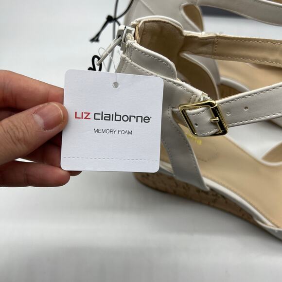 Liz Claiborne Womens Octavia Wedge Sandals White Size 11M - Picture 4 of 15